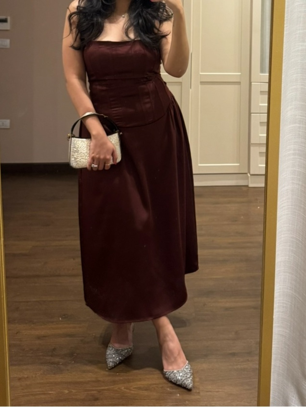 WeWoreWhat Strapless Midi Dress in Burgundy
